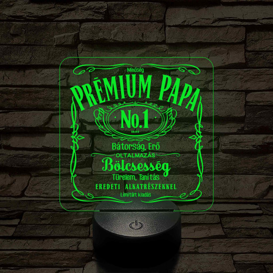 Prémium Papa whiskey stílusban - 7 színű 3D led lámpa