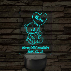 Keresztelő emlékére 7 színű, színváltós állatos 3D led lámpa