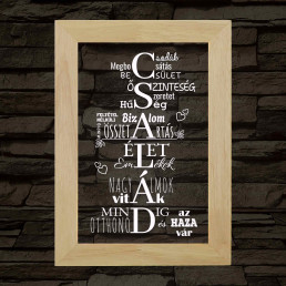 Család – fakeretes, színváltós LED lámpa