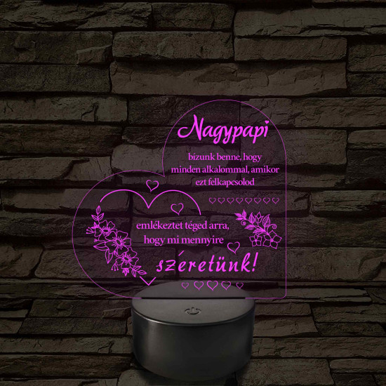 Nagypapi - 7 színű, színváltós 3D led lámpa
