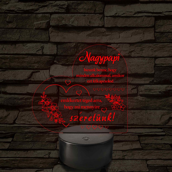 Nagypapi - 7 színű, színváltós 3D led lámpa
