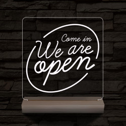 Nyitva, Open 20 cm fa talppal 7 színű 3D led lámpa