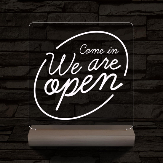 Nyitva, Open 20 cm fa talppal 7 színű 3D led lámpa