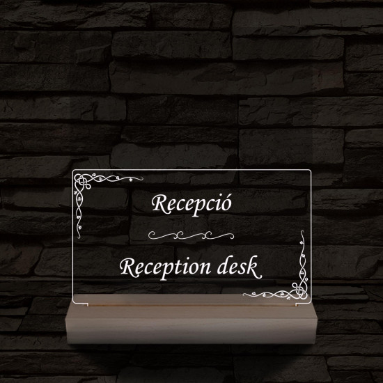 Recepció információs lámpa 20 cm fa talppal 7 színű 3D led lámpa