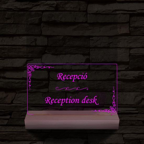 Recepció információs lámpa 20 cm fa talppal 7 színű 3D led lámpa