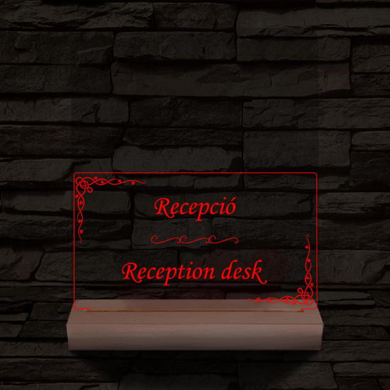Recepció információs lámpa 20 cm fa talppal 7 színű 3D led lámpa