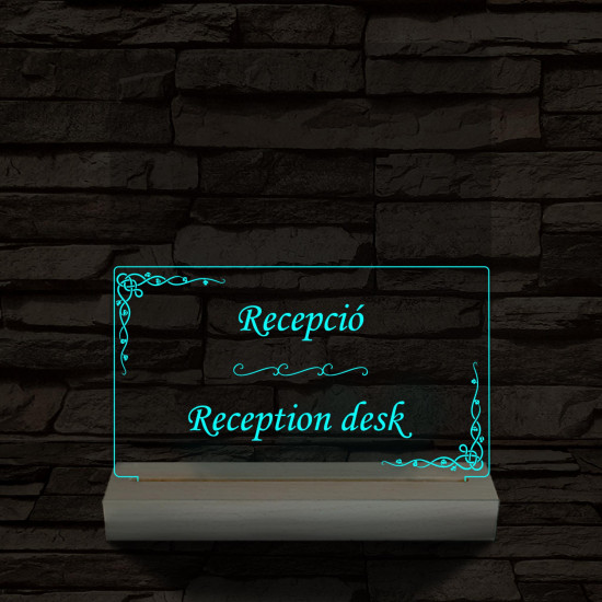 Recepció információs lámpa 20 cm fa talppal 7 színű 3D led lámpa