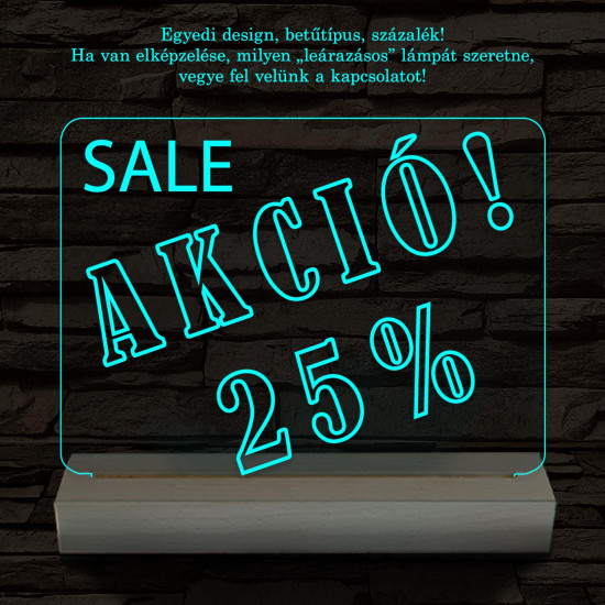 Leárazás, Sale, Akció 20 cm fa talppal 7 színű 3D led lámpa