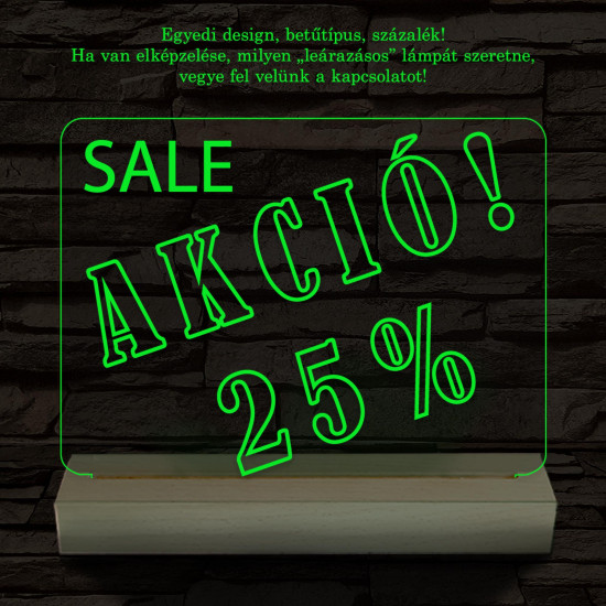 Leárazás, Sale, Akció 20 cm fa talppal 7 színű 3D led lámpa