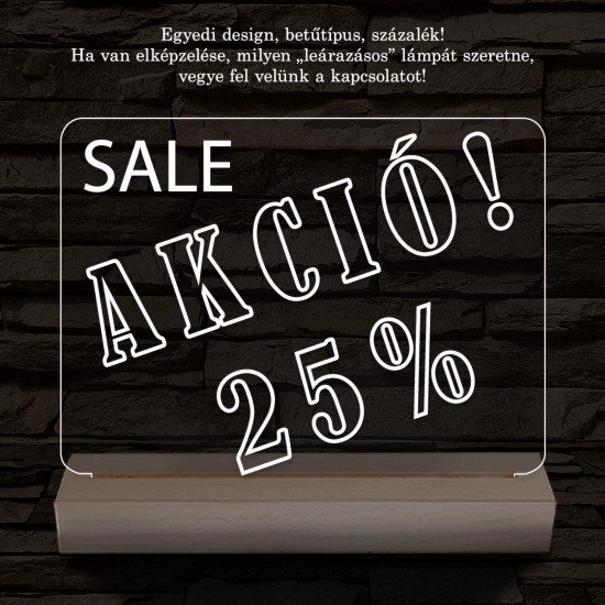 Leárazás, Sale, Akció 20 cm fa talppal 7 színű 3D led lámpa