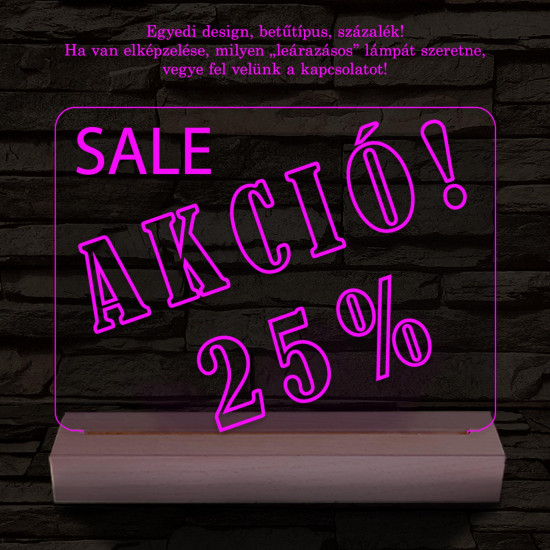 Leárazás, Sale, Akció 20 cm fa talppal 7 színű 3D led lámpa