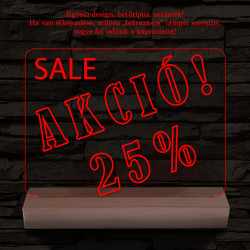 Leárazás, Sale, Akció 20 cm fa talppal 7 színű 3D led lámpa