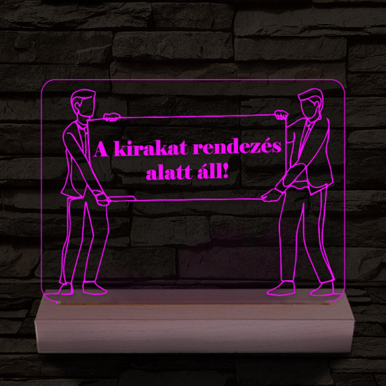 Kirakat rendezés alatt 20 cm fa talppal 7 színű 3D led lámpa