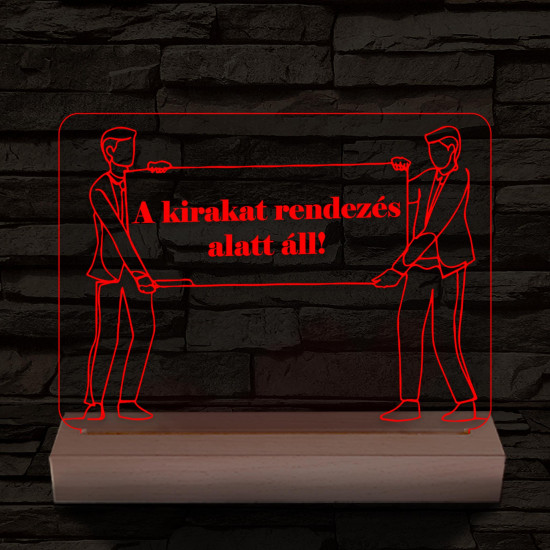 Kirakat rendezés alatt 20 cm fa talppal 7 színű 3D led lámpa