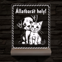 Állatbarát hely 20 cm fa talppal 7 színű 3D led lámpa