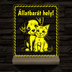 Állatbarát hely 20 cm fa talppal 7 színű 3D led lámpa