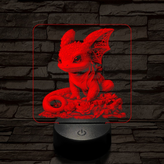 Sárkánybébi 7 színű valósághű 3D led lámpa