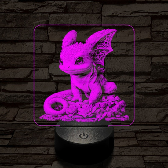 Sárkánybébi 7 színű valósághű 3D led lámpa