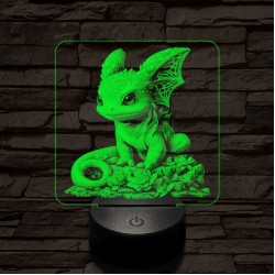 Sárkánybébi 7 színű valósághű 3D led lámpa