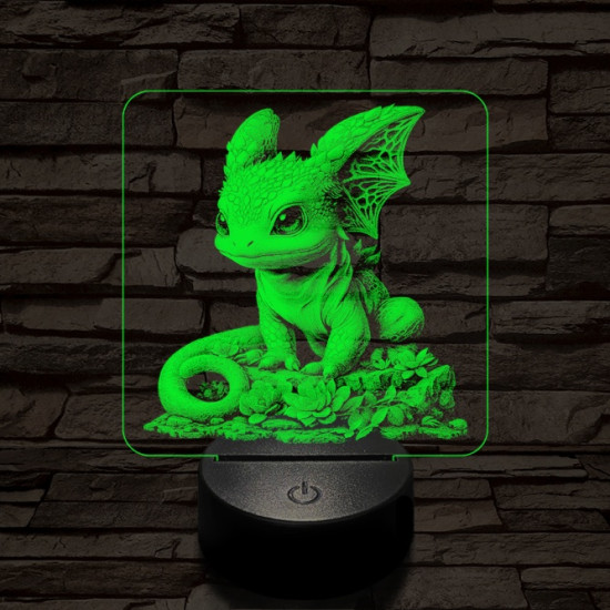 Sárkánybébi 7 színű valósághű 3D led lámpa