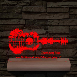 Gitár naplementés tájjal – fatalppal, színváltós LED lámpa