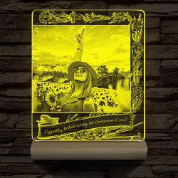 Egyedi fotógravírozás egyedi szöveggel, virágos kerettel fatalppal 7 színű 3D led lámpa