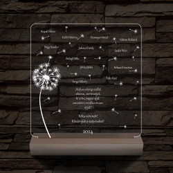 Pitypangos osztálytábla személyre szabott fa talppal 7 színű 3D led lámpa