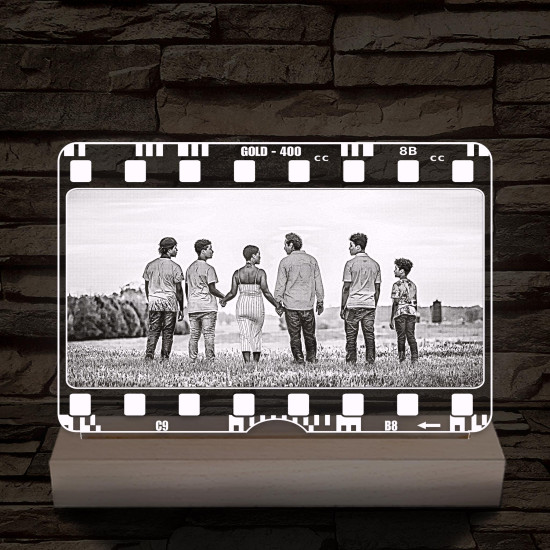 Egyedi fotógravírozás film negatívos kerettel fatalpban 7 színű 3D led lámpa