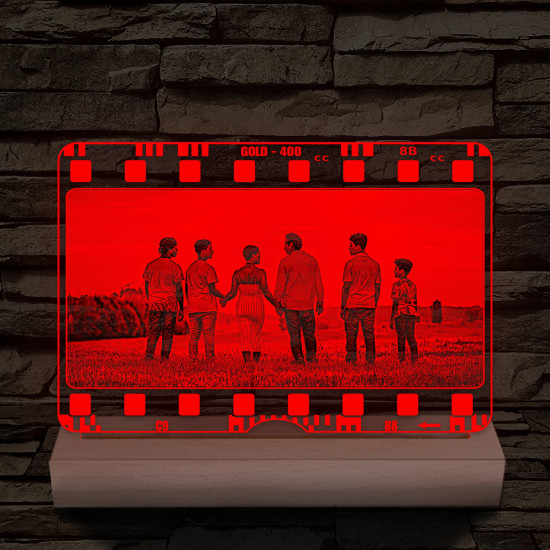 Egyedi fotógravírozás film negatívos kerettel fatalpban 7 színű 3D led lámpa