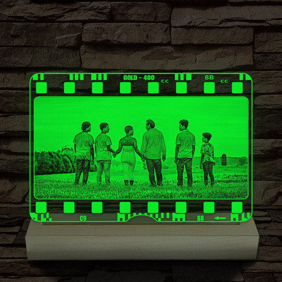 Egyedi fotógravírozás film negatívos kerettel fatalpban 7 színű 3D led lámpa