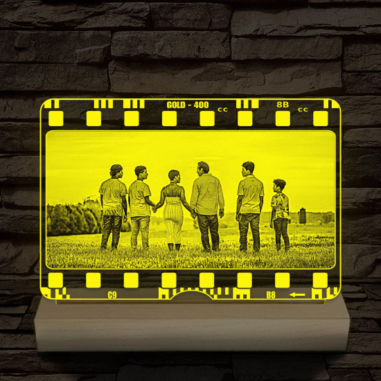 Egyedi fotógravírozás film negatívos kerettel fatalpban 7 színű 3D led lámpa