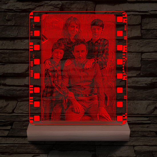 Egyedi fotógravírozás film negatívos kerettel fatalpban 7 színű 3D led lámpa