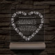 Szív alakú rózsás egyedi idézet fa talp 7 színű 3D led lámpa