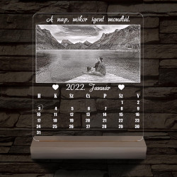 Fotós naptár fa talppal 7 színű 3D led lámpa