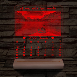 Fotós naptár fa talppal 7 színű 3D led lámpa