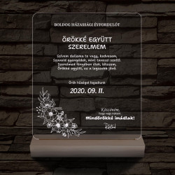 Házassági évforduló fatalpas 7 színű 3D led lámpa