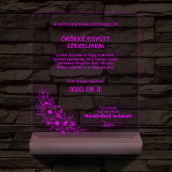 Házassági évforduló fatalpas 7 színű 3D led lámpa