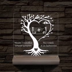 Egyedi monogramok személyre szabott fatalppal 7 színű 3D led lámpa