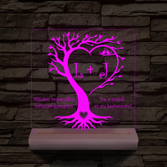 Egyedi monogramok személyre szabott fatalppal 7 színű 3D led lámpa