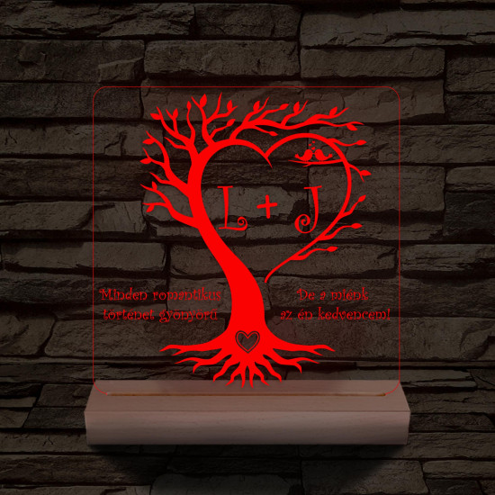 Egyedi monogramok személyre szabott fatalppal 7 színű 3D led lámpa