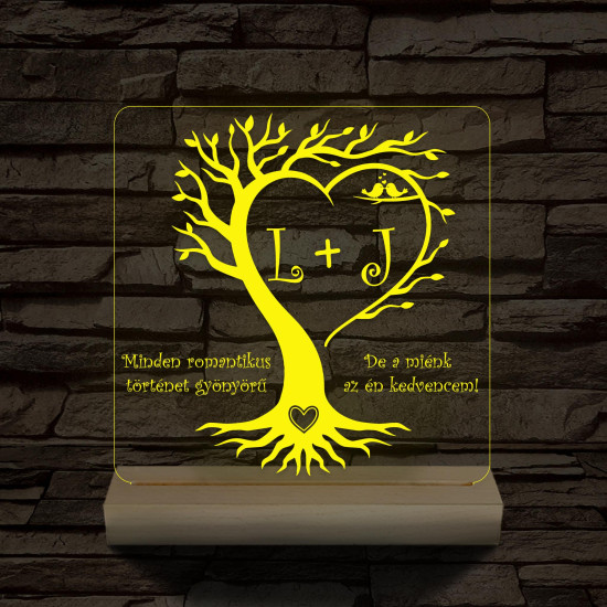 Egyedi monogramok személyre szabott fatalppal 7 színű 3D led lámpa