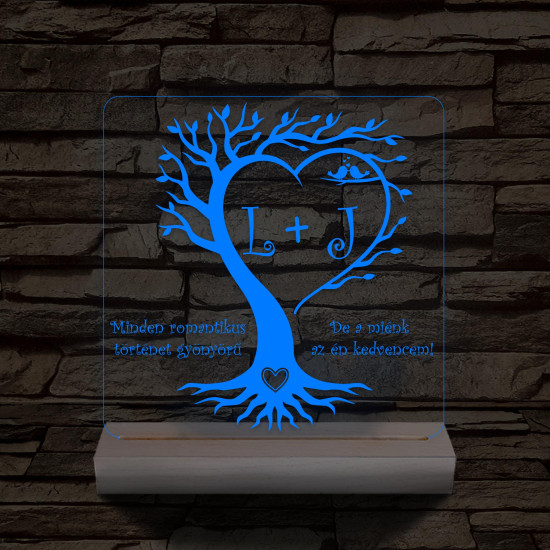 Egyedi monogramok személyre szabott fatalppal 7 színű 3D led lámpa