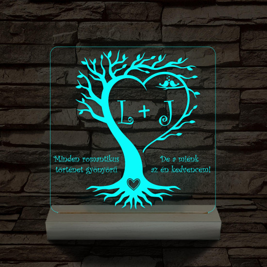 Egyedi monogramok személyre szabott fatalppal 7 színű 3D led lámpa