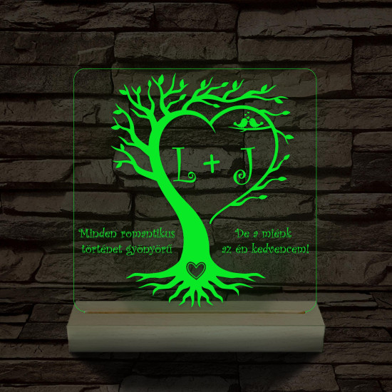 Egyedi monogramok személyre szabott fatalppal 7 színű 3D led lámpa