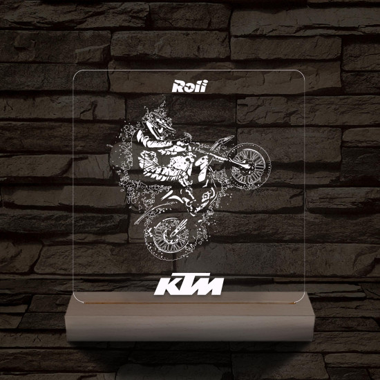 Cross-motoros személyre szabott fatalppal 7 színű 3D led lámpa