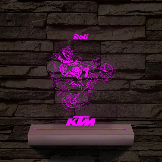 Cross-motoros személyre szabott fatalppal 7 színű 3D led lámpa
