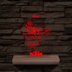 Cross-motoros személyre szabott fatalppal 7 színű 3D led lámpa