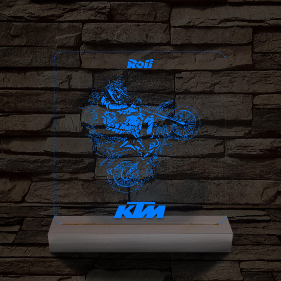 Cross-motoros személyre szabott fatalppal 7 színű 3D led lámpa