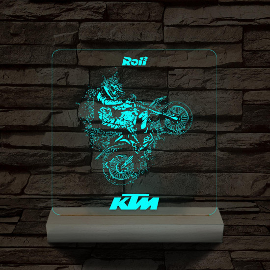 Cross-motoros személyre szabott fatalppal 7 színű 3D led lámpa