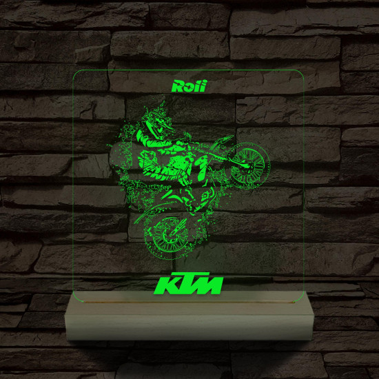 Cross-motoros személyre szabott fatalppal 7 színű 3D led lámpa